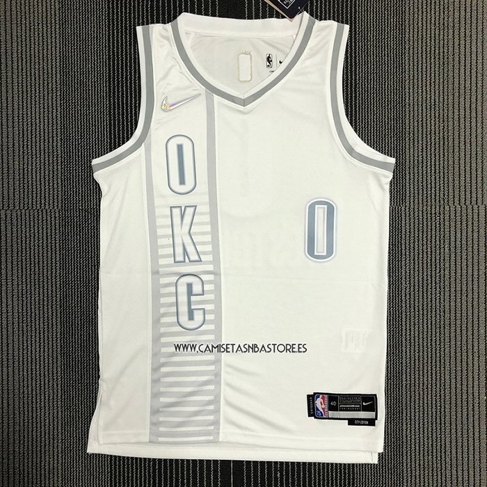 Russell Westbrook NO 0 Camiseta Oklahoma City Thunder Ciudad 2021-22 Blanco